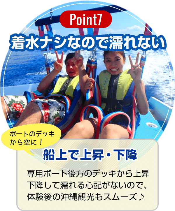 【Point7】着水しないので濡れない